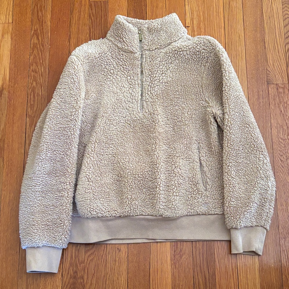 Calvin Klein Cream Sherpa Turtleneck Sweater